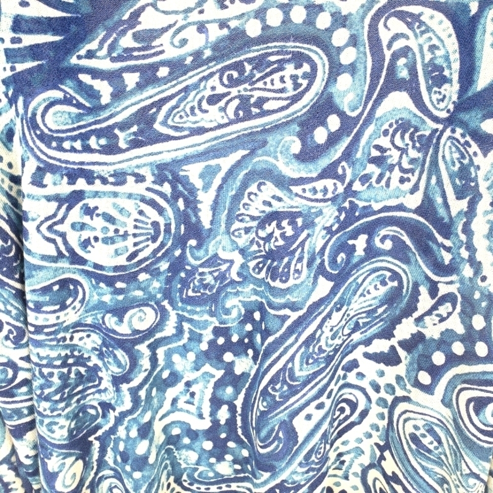 Chico's Blue and White Paisley Open Front Cardigan Sweater Sz Chico's 3 (XL) - Picture 5 of 9